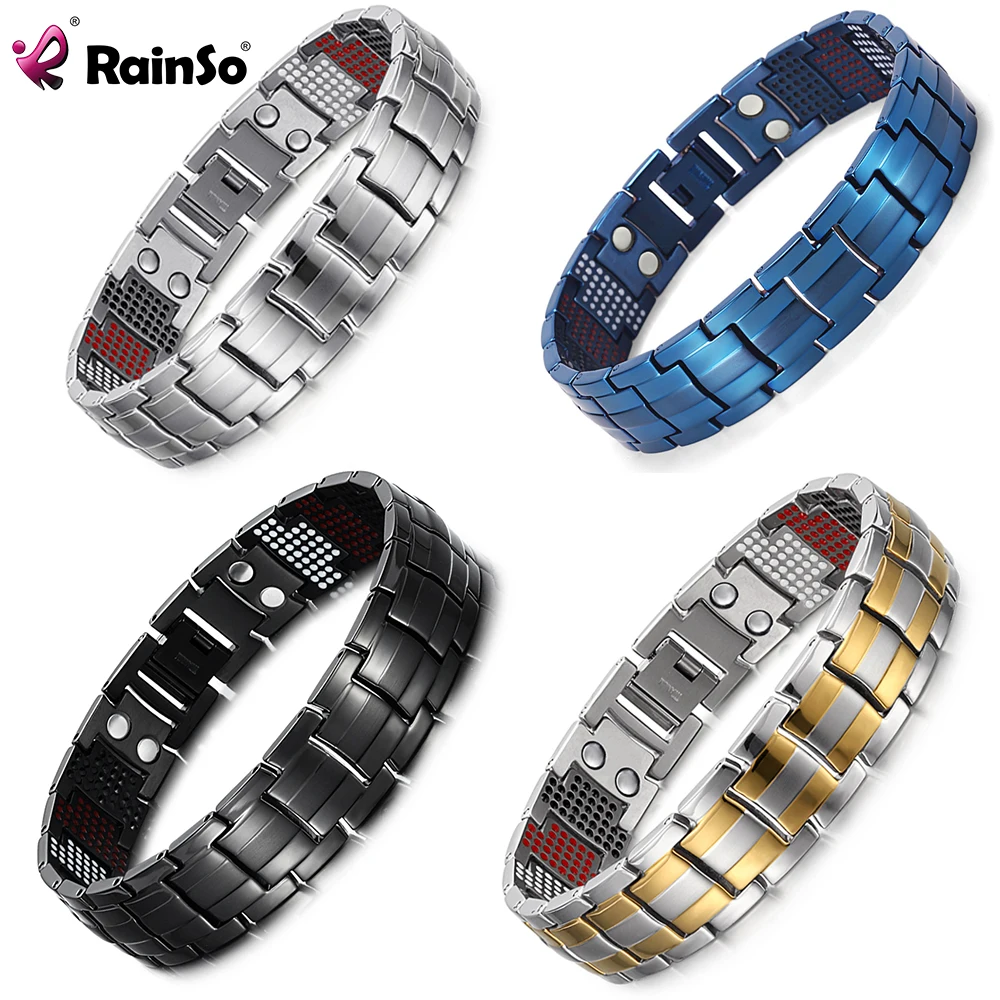 RainSo Men\'s Bracelet Popular Fashion Dropshipping Bracelets & Bangles Charm Germanium Magnetic Power Health Titanium New 2023