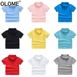 OLOME Summer Solid Children Polo Shirts Cotton Classical Short Sleeve Polo Shirts Boys School Clothes Unisex Kids Top Tees