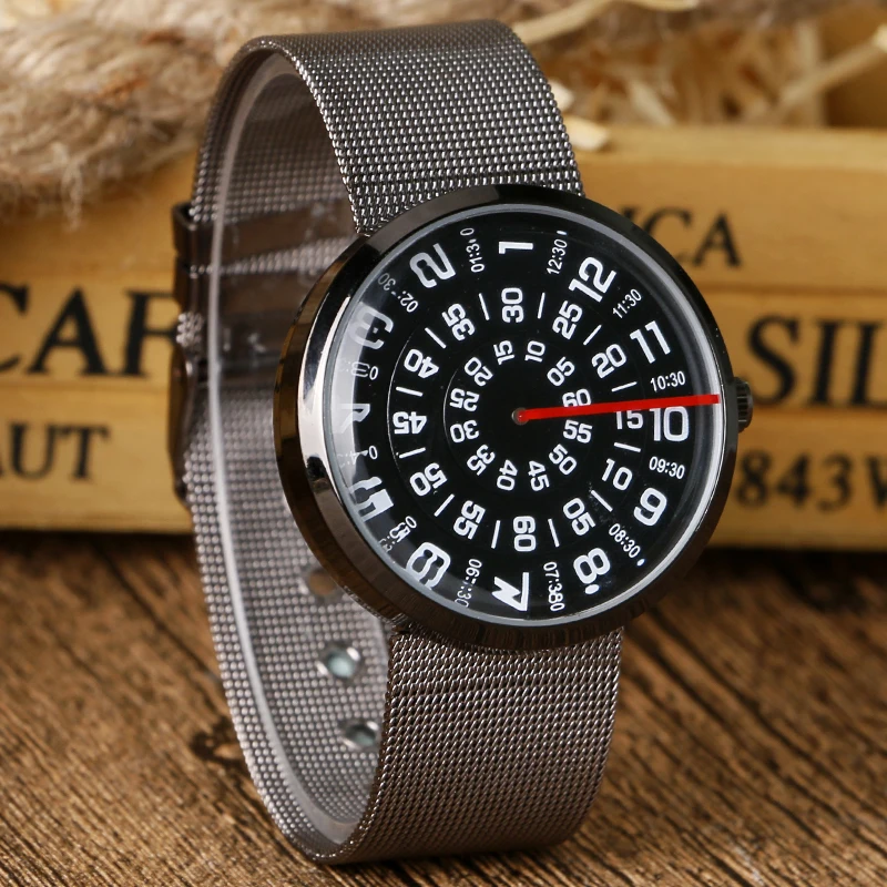 PAIDU Watches Men Creative Numbers Red Hands Watch Stainless Steel Mesh Band Quartz Watch relogio masculino reloj hombre 2019
