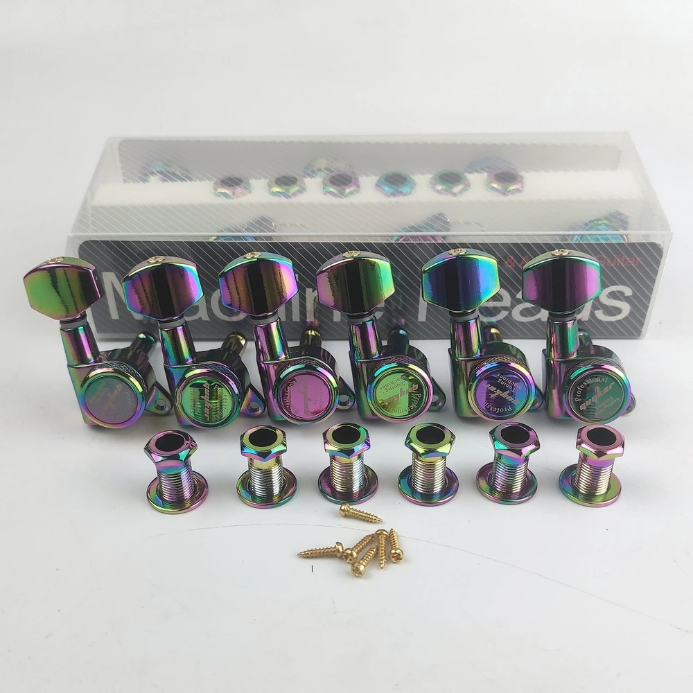 Guyker Guitar Locking Tuners -1:18 Lock String Tuning Key Pegs Machine Head Replacement for ST TL SG LP-Chameleon Rainbow