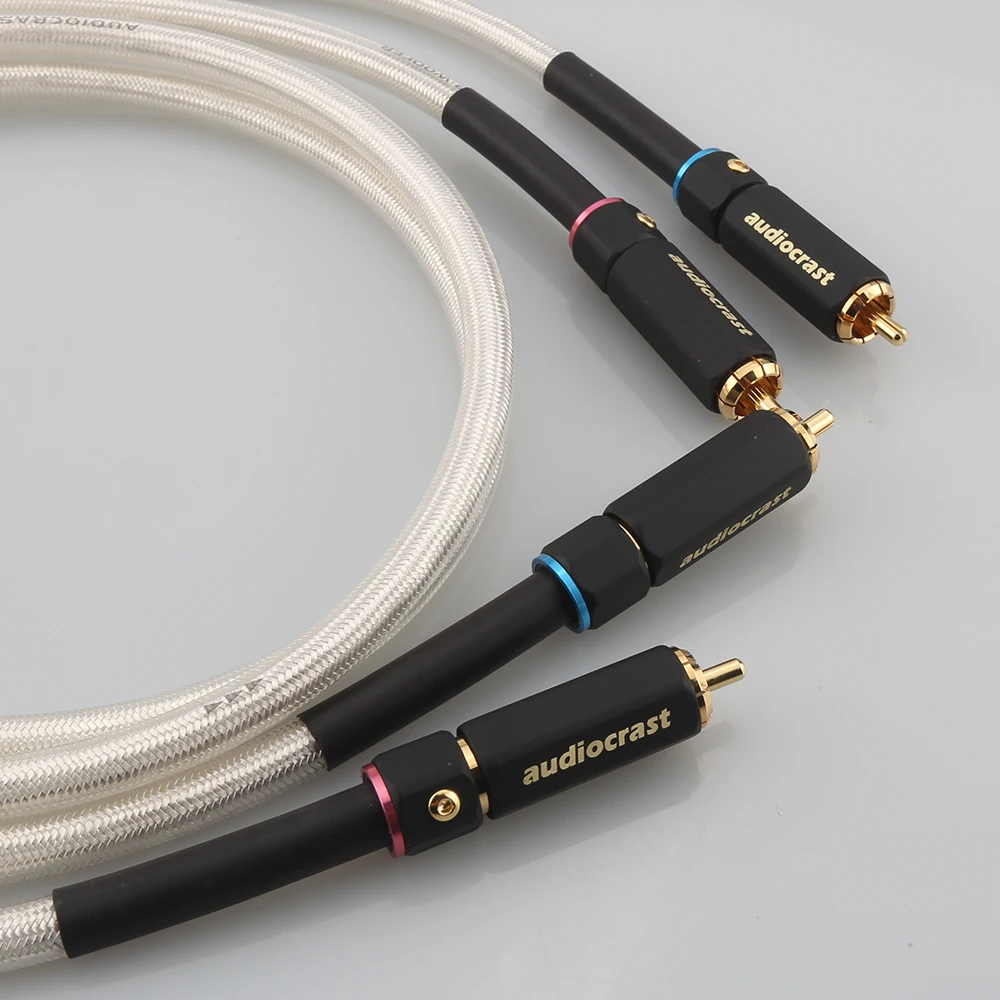 Пара HIFI посеребренный стерео RCA аудиокабель 2 rca до 2 rca соединительный кабель
