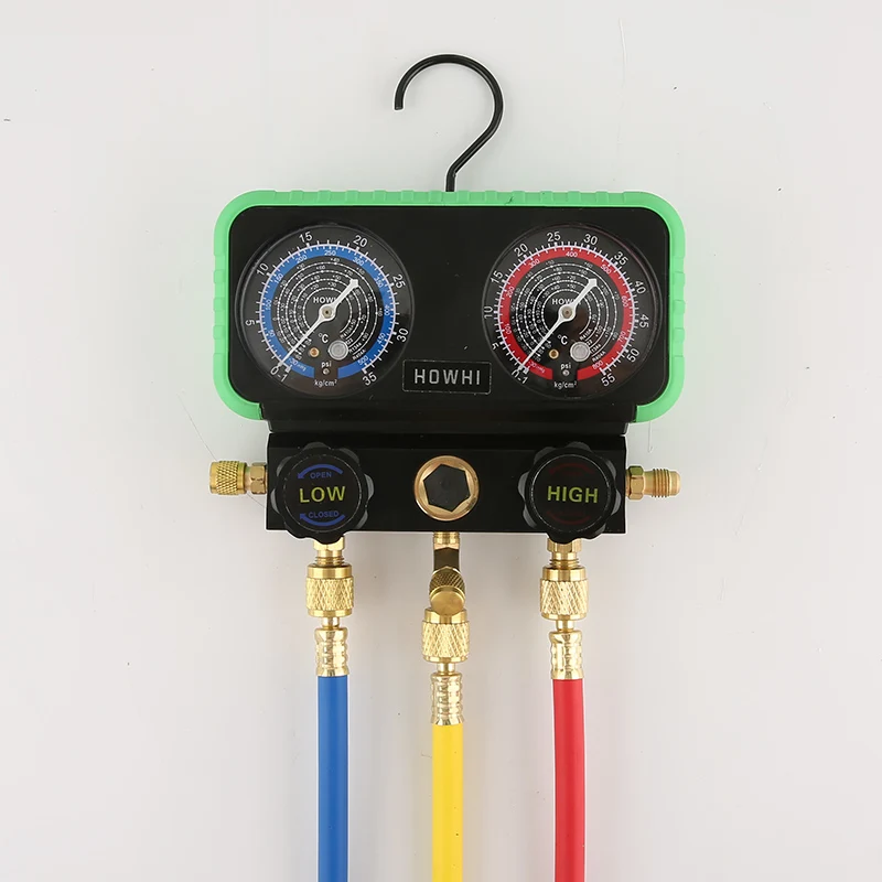 HOWHI Pressure Manifold Gauge Hose Kit for R134A  R22 R410 Refrigerant Car Air Conditioning  with Storage Box