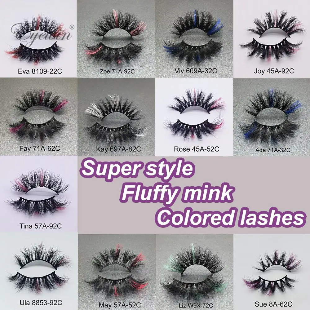 Colorful Eyelash Natural Fluffy Coloured Eyelashes With Color Streaks For Makeup Party Colored Mink Fake Lashes Bulk Wholesale