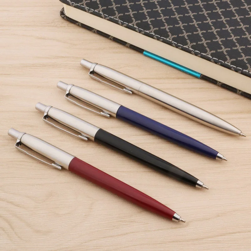 luxury quality 07 metal Ballpoint Pen stainless steel color Press signature pen ball point pen Stationery Office Supplies new