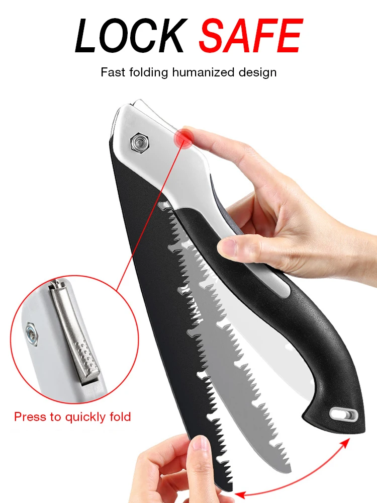 DTBD ตัดพับพับมือ Mini Saw TPR Handle พับเลื่อยสำหรับไม้ Dry ไม้ตัดแต่งกิ่งด้วย hard ฟัน