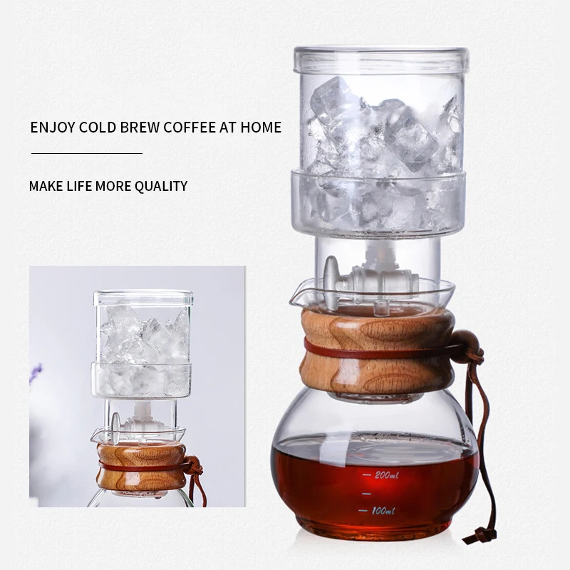 Practical Glass Coffee Kettle Coffee Dripper Pot Durable Cold Brew Pot Ice Dripper Coffee Pot About 400ml Creative Coffeeware