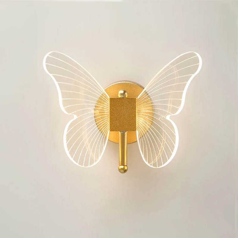 

Postmodern Creative Butterfly Led Wall lamp Acrylic Shade Luxury Nordic Bedside Wall Lights Applique Murale for Home Decoration