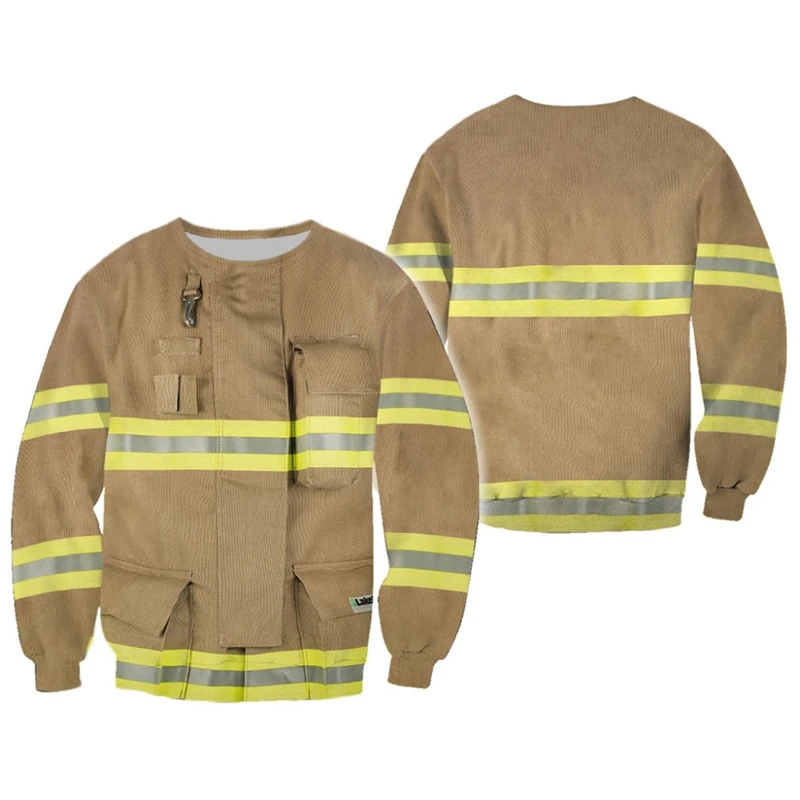 Traje del Departamento de Bomberos, sudadera completamente estampada en 3D, Sudadera con capucha con estampado 3D y cremallera para hombres y