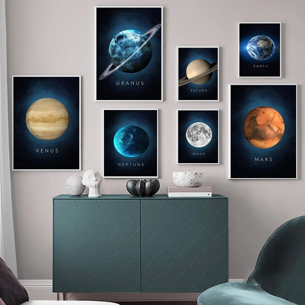 

Sun Venus Saturn Mars Earth Pluto Planet Wall Art Canvas Painting Nordic Posters And Prints Wall Pictures For Living Room Decor