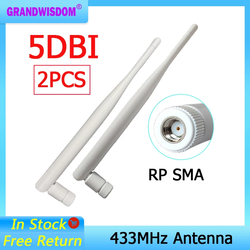 

GRANDWISDOM 2 шт. 433 МГц Антенна 5dbi sma гнездовая lora антенна pbx iot модуль lorawan сигнальный приемник антенна с высоким коэффициентом усиления