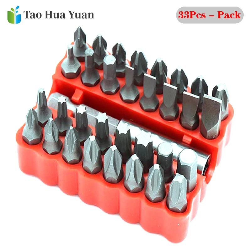 33pcs Screwdriver Tamper Proof Security Bits Set With Magnetic Extension Bit Holder Torx Hex Star Spanner Woodworking Tool Set A