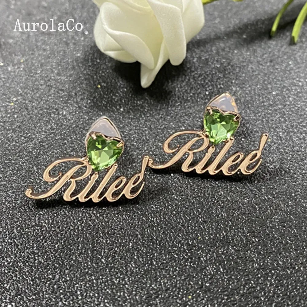 

AurolaCo Custom Fashion Simple And Sweet Name Zircon Earrrings Hook Temperament Female Custom Earrings