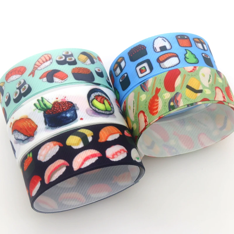 DHK 7/8'' 5 yards Sushi Printed Grosgrain Ribbon Accessory Hairbow Headwear Decoration DIY Wholesale OEM E1983