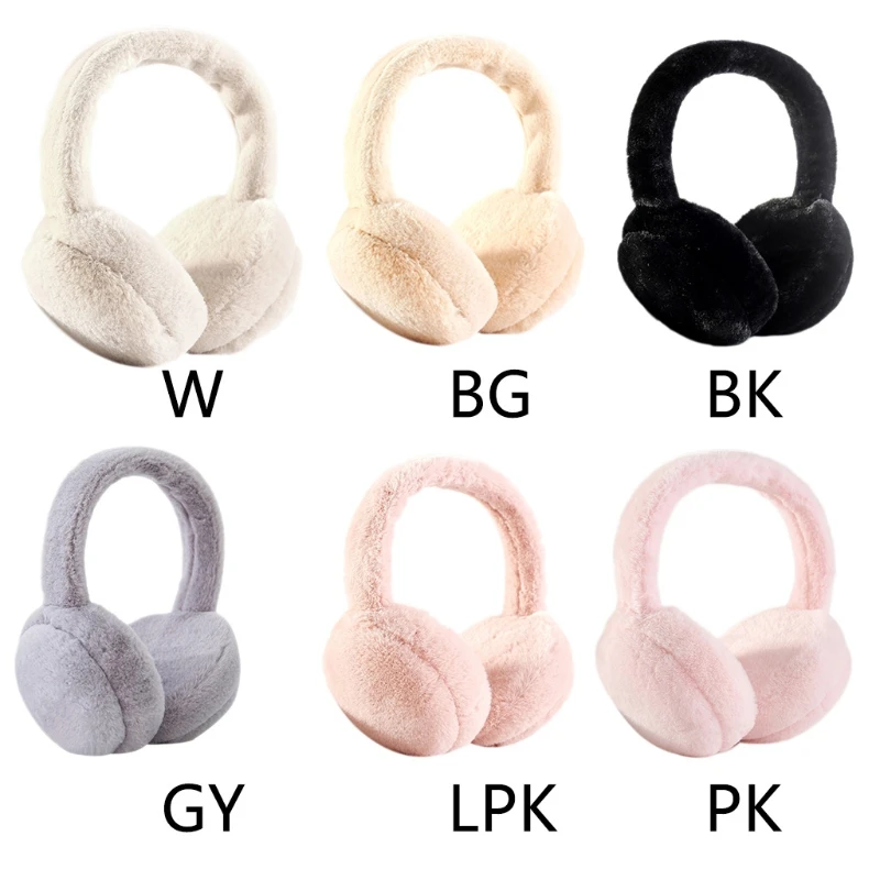 Women Men Winter Warm Faux Furry Earmuffs Headband Outdoor Windproof Solid Color Foldable Ear Covers Warm Hair Hoop