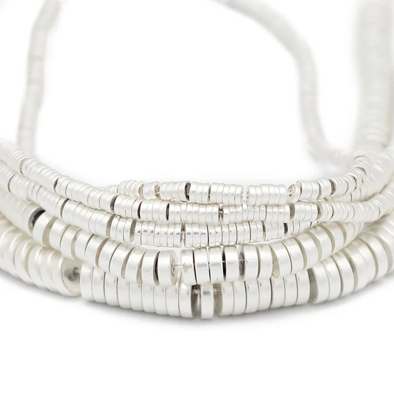 ماتي فضي اللون الحجر الطبيعي شقة عملات مستديرة شكل الهيماتيت فاصل 3-8 مللي متر فضفاض الخرز لصنع المجوهرات أساور يدوية #3