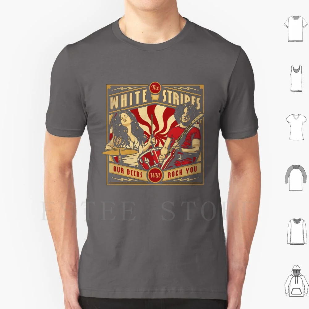 Jack And Meg Stripes T Shirt Cotton Men DIY Print White The White Duo Beers Stripe Jack Meg Action Show Band Duet