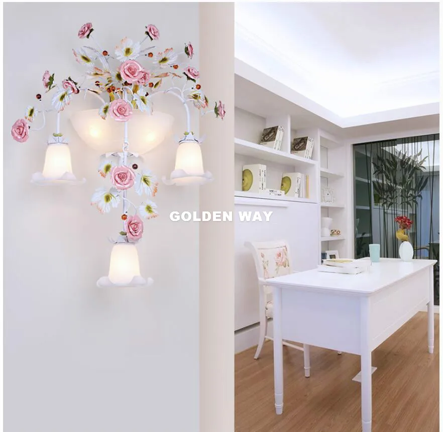 Imagem -03 - Lâmpada de Led Romântica Rural W57cm H80cm E14 Lâmpada de Parede Decorativa Floral para Casa Iluminação Colorida de Casa