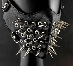 Cool Long Spike Studded Steampunk Leather spessa Cotton Winter Mask Biker Rock and row long spikes Performance cosplay party mask