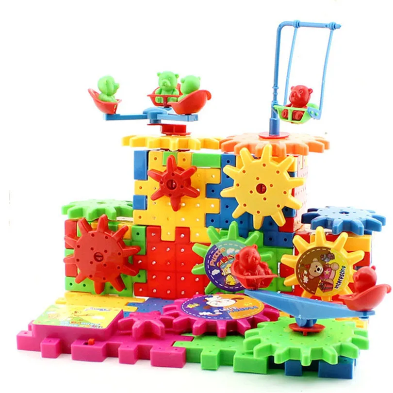 

81Pcs/set Electrical Magic Gears 3D Building Blocks Kits Electric Rotating Children DIY Brick Blocks Education Toys For Kids