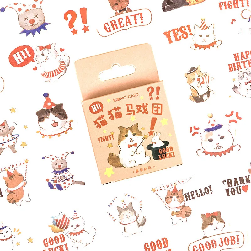 46pcs/Box Cute Cartoon Sticker For Hand Account DIY Scrapbooking Kawaii Stationery School Supplies