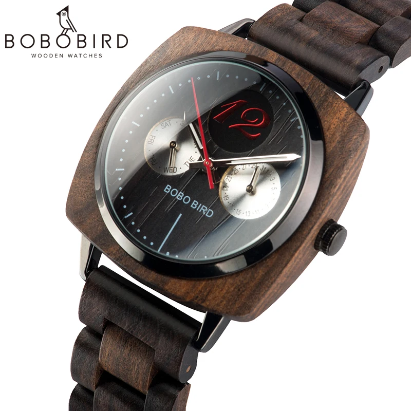 BOBO BIRD Stylish Luxury Men Wood Watches relogio masculino Timepieces Military Quartz Wristwatch In Wood Gift V-S06