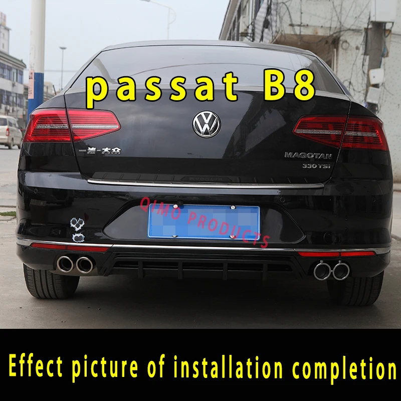 For Passat Variant B8 2015 2017 2018 2019 ABS Black Sliver Rear Bumper Lip Trunk Spoiler Sport Diffuser Protector Car Styling