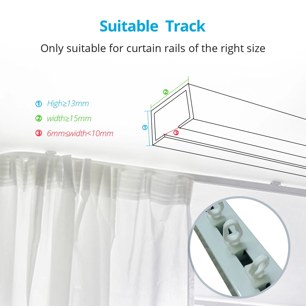 Hook of Zemismart Electric Curtain for S Fold Curtains Snake Tape Curtain 6cm 8cm