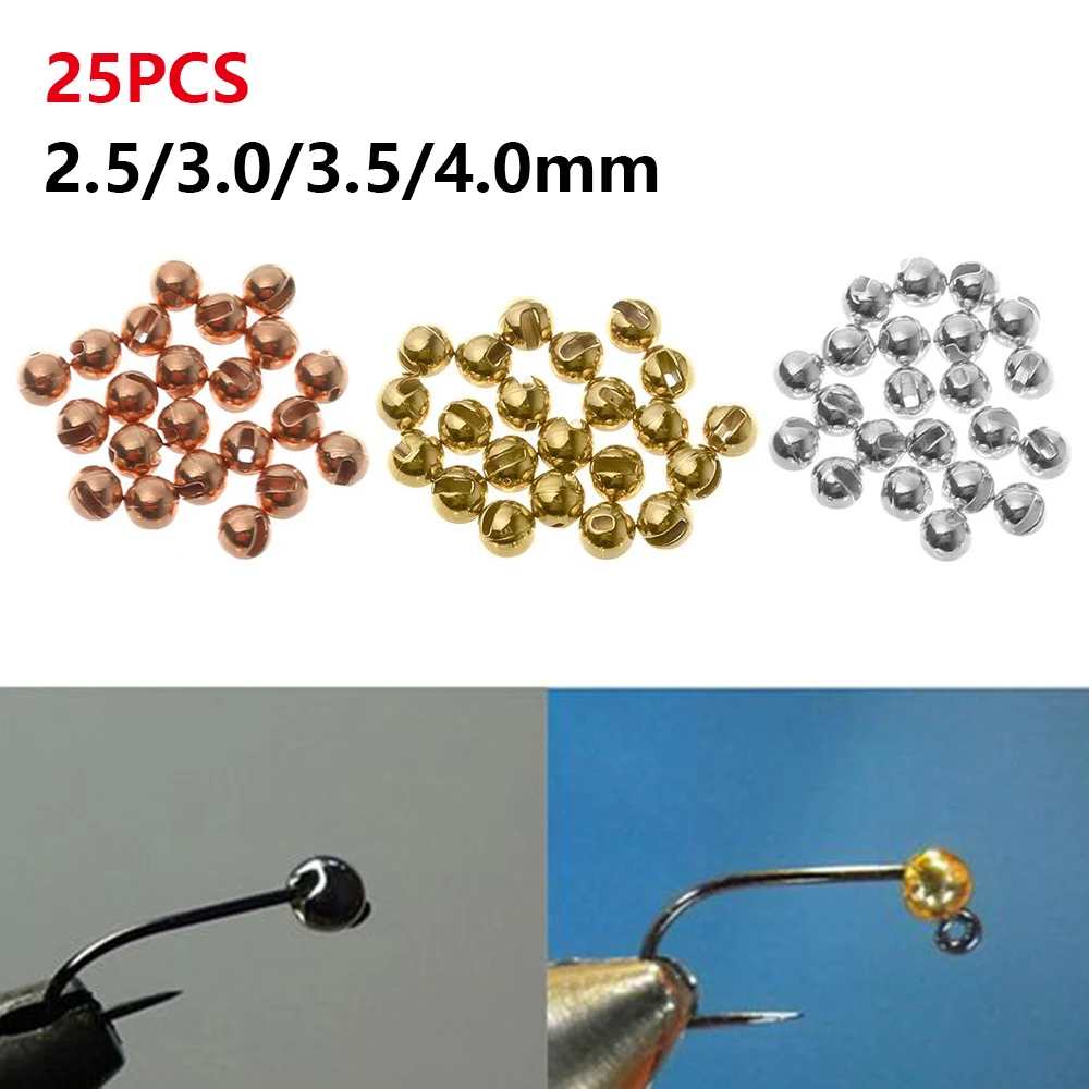 25 PCS 2.5/3.0/3.5/4.0mm Tungsten Beads Durable Fly Tying Material Slotted Bead Nice-designed Tungsten Alloy Fishing Accessories