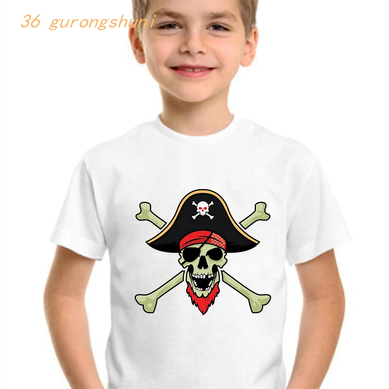 

kid clothing t shirt boys t shirts cartoon skull Pirate boy t-shirts summer tops for girls shirts kids tshirt children clothes