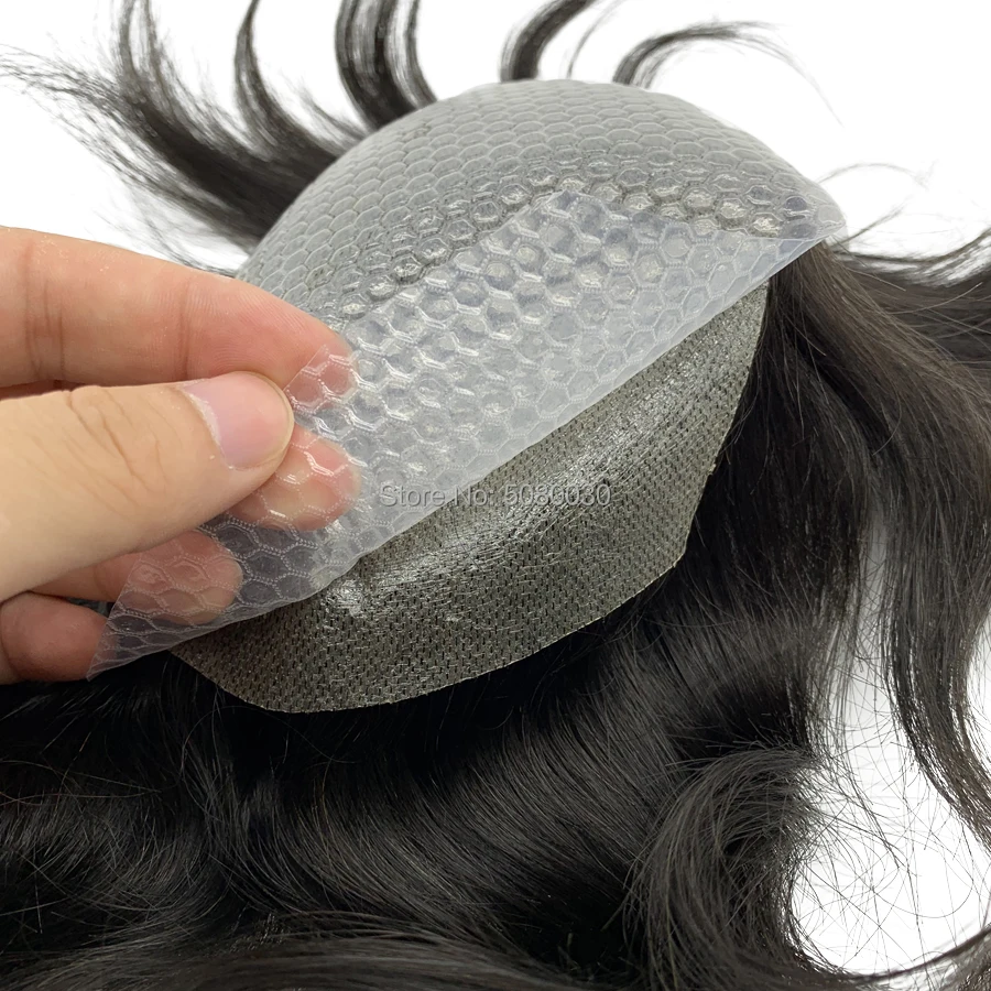 

New Arrival PU Adhesive Base Simple To Use Looks Nautal Men Toupee In Stock