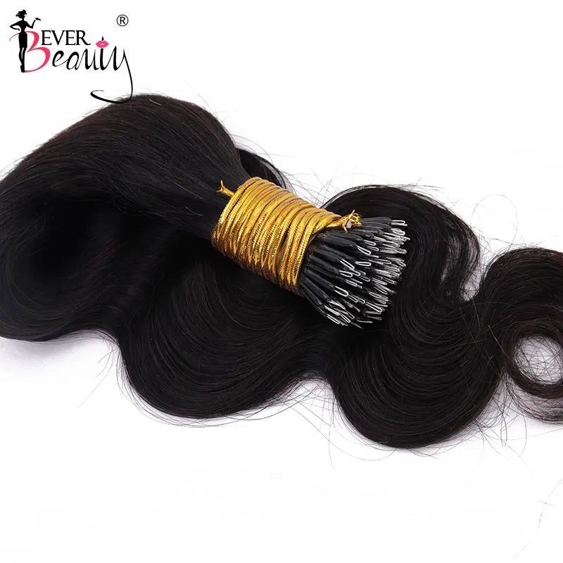 Body Wave Nano Ring Microlink Hair Extensions For Women 100% Human Virgin Hair Weave Bundles Natural Black Ever Beauty