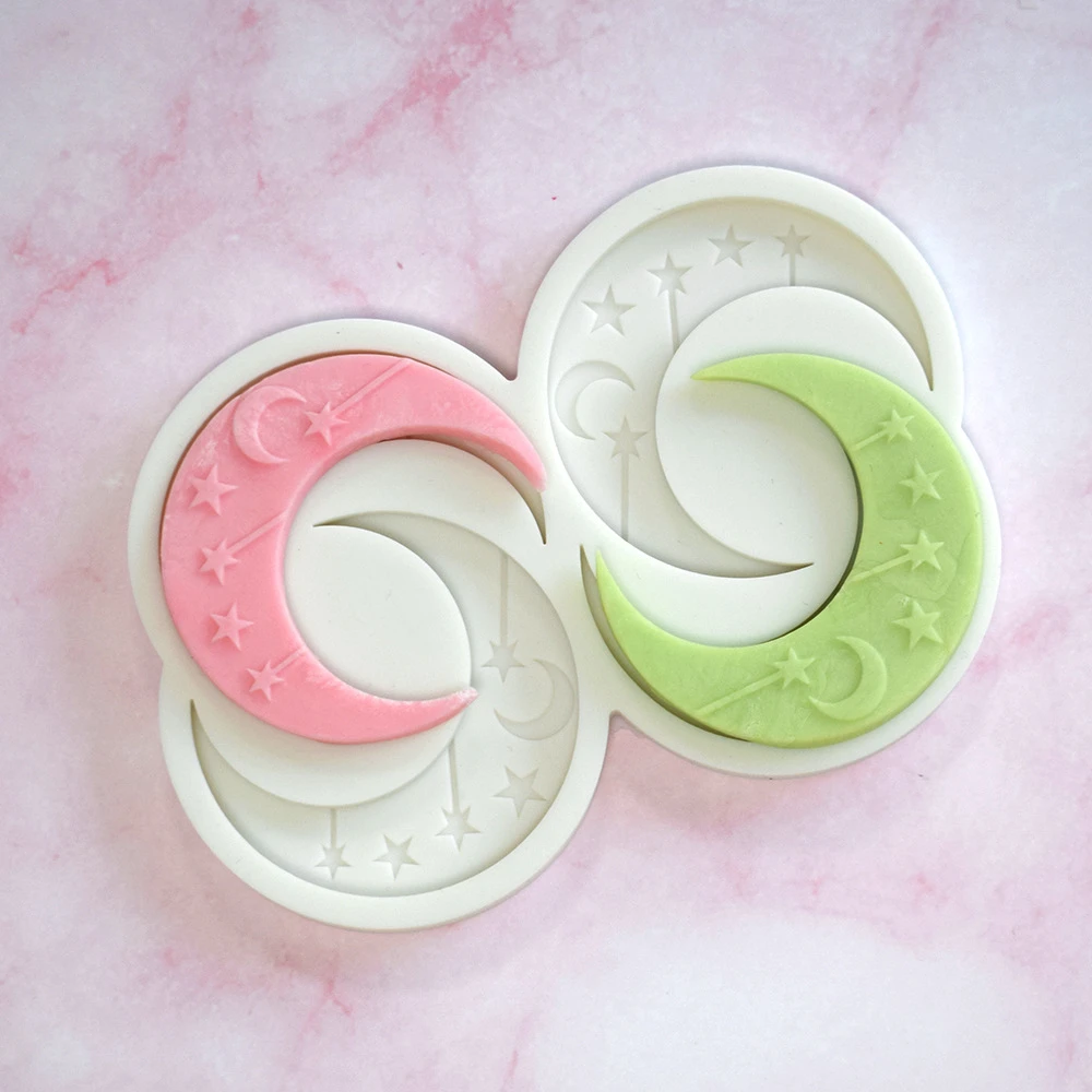 Eid Mubarak Silicone Mold Fondant Cake Mold Acrylic Biscuit Moon Cake Round Pattern Mold Middle East Mooncake Decoration Tools