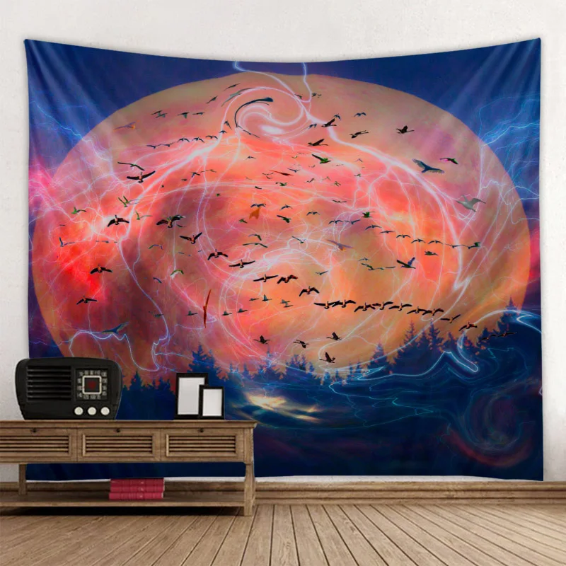 Sun and moon psychedelic art tapestry colorful abstract starry background cloth bohemian mandala hippie home decoration