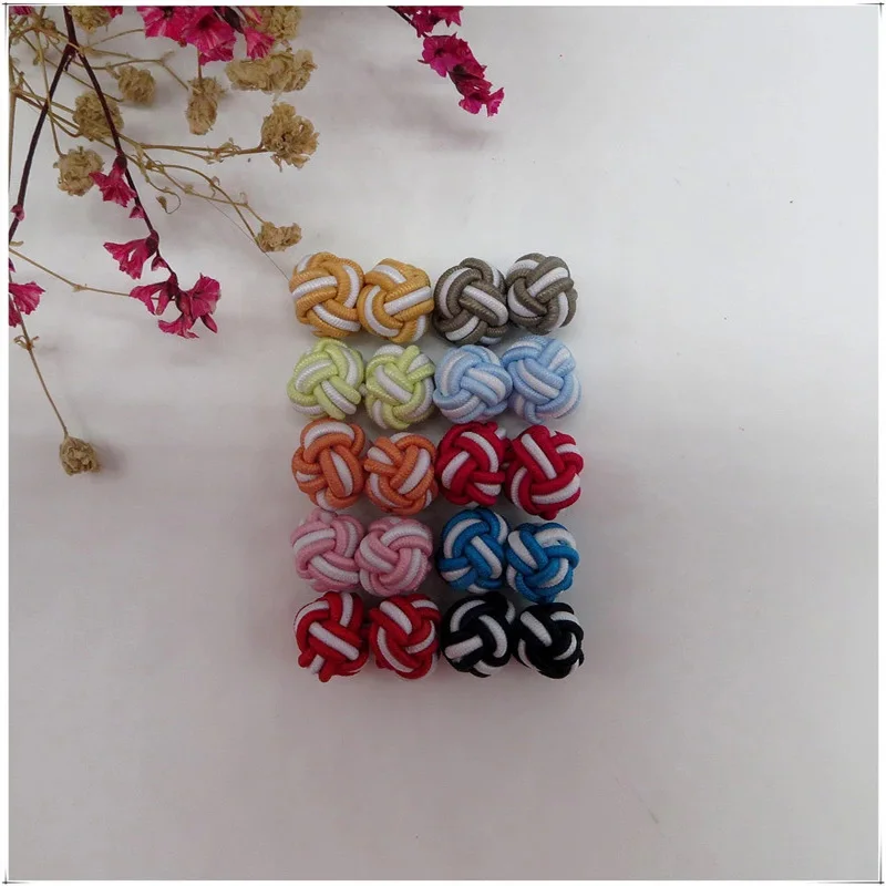 1pair Novelty Silk knots Cufflinks Multicolor Handmade Elastic Double Rope Ball Cuff Links Button For Men Shirt Birthday Gift