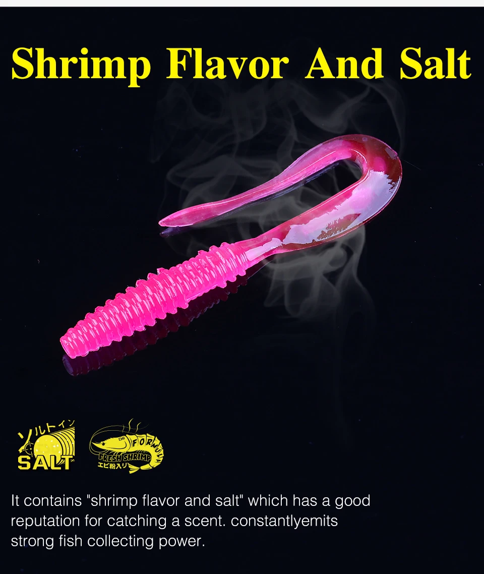 TSURINOYA Angelköder Grub 63 mm 0,7 g 40 Stück Light Game Ajing Künstlicher weicher Köder BOUNDEN Bass Fügen Sie Garnelensalz hinzu Silikon Swimbait – Detail 13