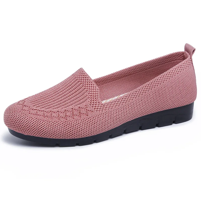 Women's Shoes 2021 New Mesh Shallow Mouth Flat Shoes Breathable Casual Shoes Mother Soft Bottom Non-slip Women's Loafers