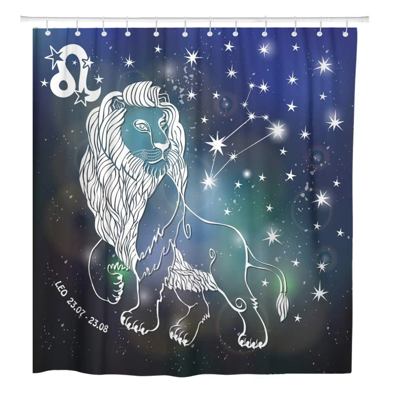 Leo Zodiac Sign Lion Horoscope Constellation Stars Abstract Space Shower Curtain Waterproof Polyester Fabric 72 x 72 Inches