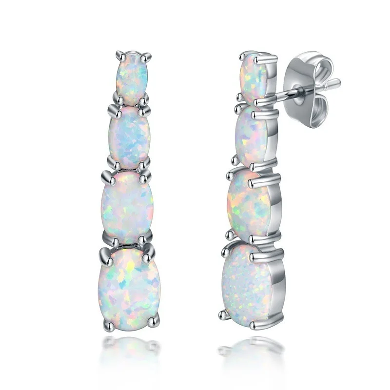 2024 Fashion Geomeric Stud Earrings for Women Jewelry Accessories Elegant Imitation Opal Earrings y Valentine Day Gifts