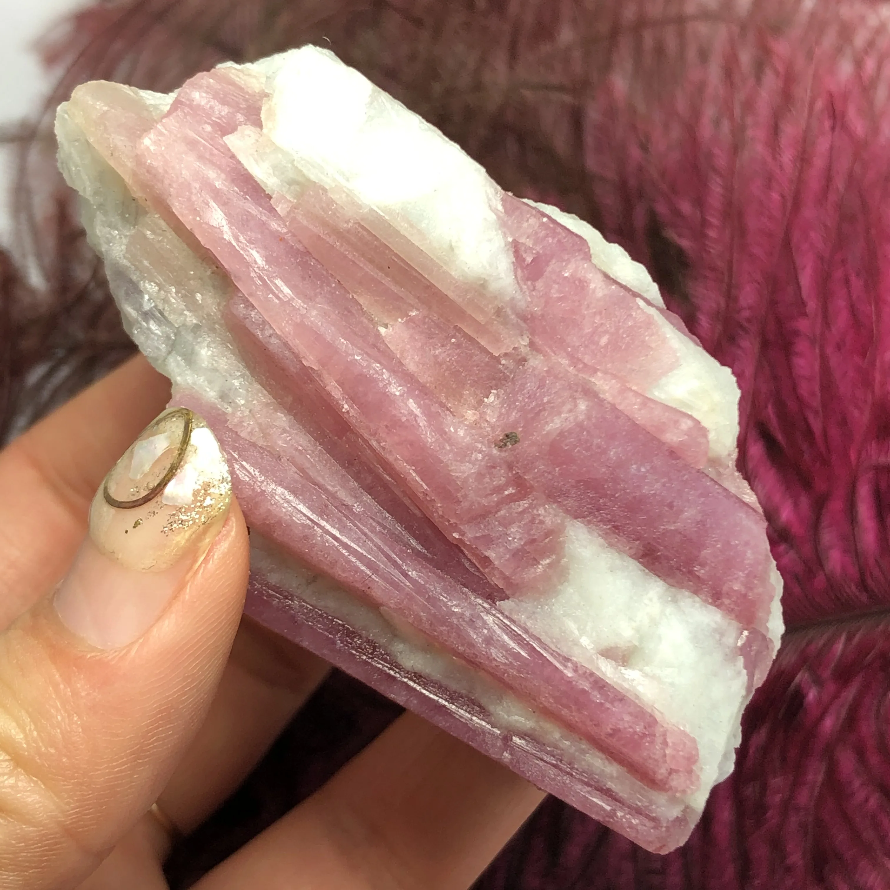 1Pcs Natural Green Pink Tourmaline Crystal Mineral Association Rough Stone Specimen  Rock Rare Original