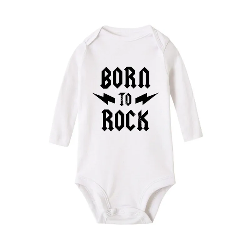 Born To Rock Newborn Baby Long Sleeve Cotton Baby Bodysuit Cute Baby Boy Clothes Jumpsuit Infant Outfit Baby Body Rock Outfits