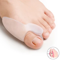 Separador de dedos grandes de 2 piezas, Corrector superpuesto para aliviar el dolor de pies, cojín para pulgar, Corrector de Hallux Valgus, Gel de silicona