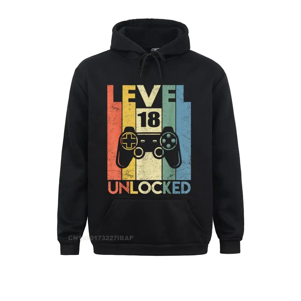 

Level 18 Unlocked Tshirt 18th Video Gamer Birthday Gifts Man Sweatshirts Fitness Long Sleeve Hoodies Prevalent Print Hoods