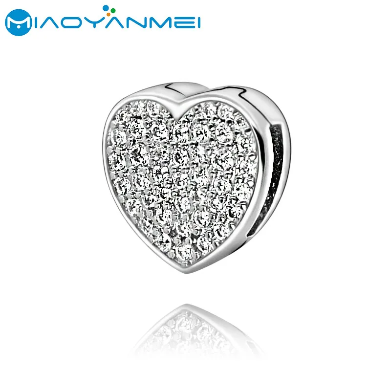 

Fit Original Pandora Bracelets 2020 New Valentine's Series 100% 925 Silver Beads Pave Heart Clip Charm Women DIY Fashion Jewelry