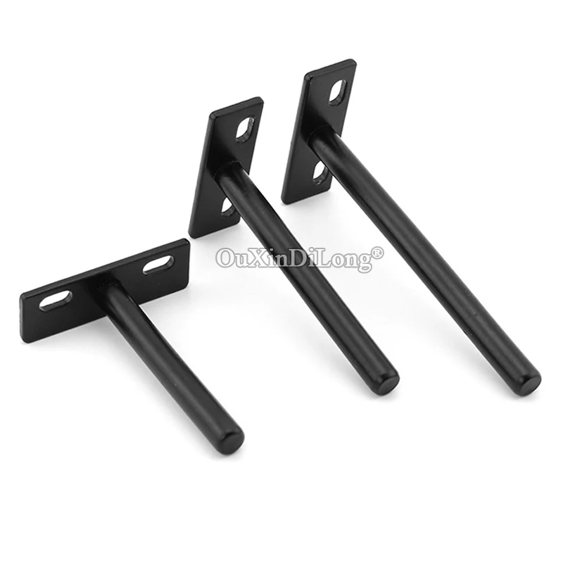 New 10PCS Metal Heavy Black Shelf Brackets T-shaped Invisible Hidden Floating Furniture Holder Support Brackets Wall Mounted