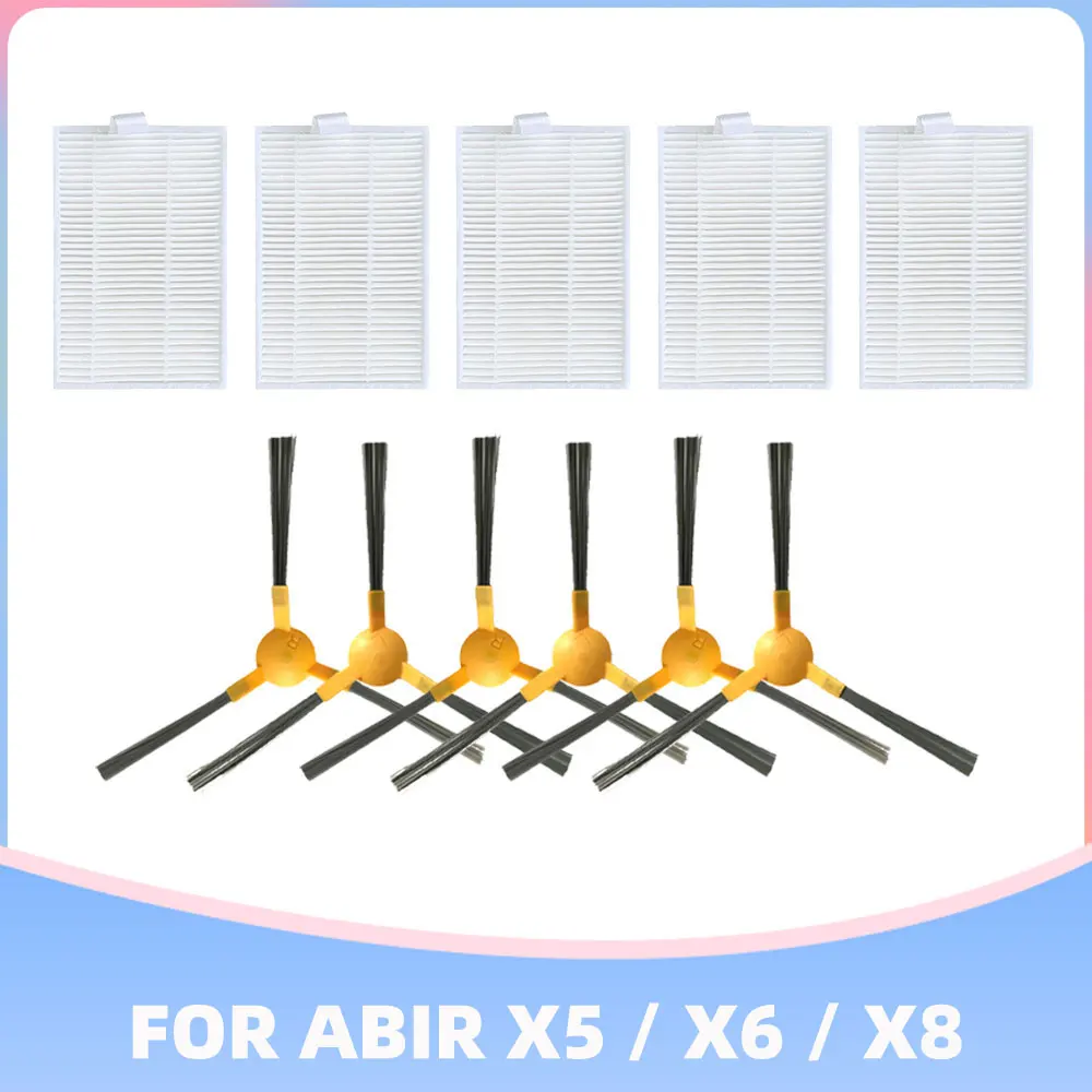 For ABIR X5 / X6 / X8 / iBoto Smart Aqua C820W Robot Vacuum Cleaner Side Brush HEPA Filter Spare Parts Accessories Household