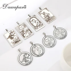 Dawapara Tarot Stainless Steel Pendants for Necklace Keychain Tarot Cards Charms for Jewelry Making Vintage Amulet Accessories