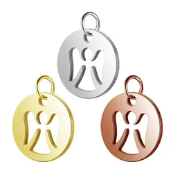 5pcs/lot Stainless Steel Hollow Angel Connectors DIY Necklace Bangle Charm Handicraft Accessories Jewelry Making