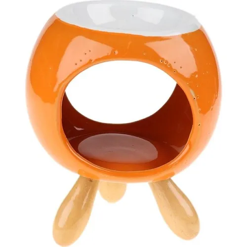 Attach Wood Floor Standing Oval Ceramic Censer Orange