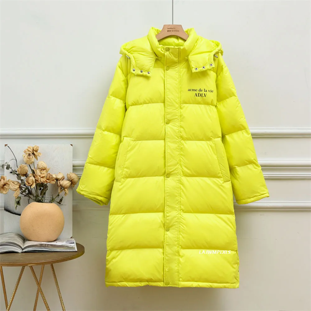 2022 New White Duck Down Coats Women Long Hooded Winter Jackets Fashion Korean Down Parka Jacket Female Warm Loose Down Overcoat