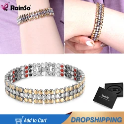 RainSo Women Stainless Steel Bracelets Magnetic Bio Energy Therapy Health Charm Jewelry